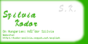 szilvia kodor business card
